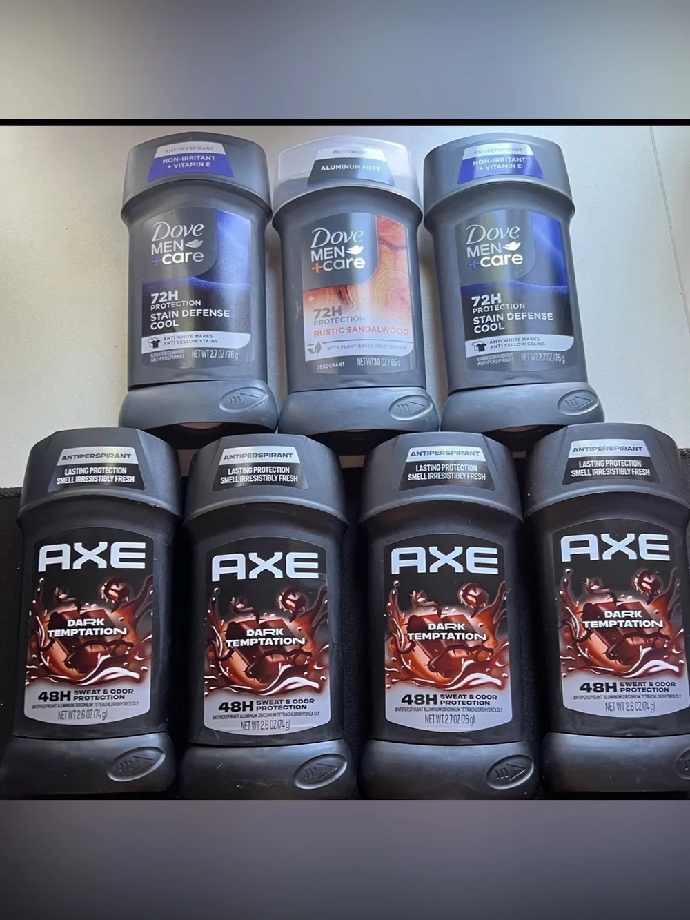 Axe Mens Antiperspirant X’s 4 + Dove Antiperspirant & Deodorant X’s 3 Total 7